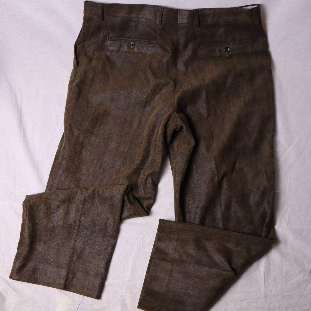 Giorgio Armani Le Collezioni Brown Coated Corduroy Pants Mens 38 Made in Italy - Picture 2 of 7